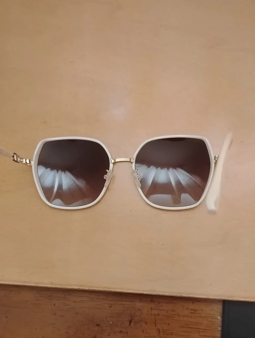 Brand New Women’s Square Sunglasses - White Frame, Brown Gradient Lenses